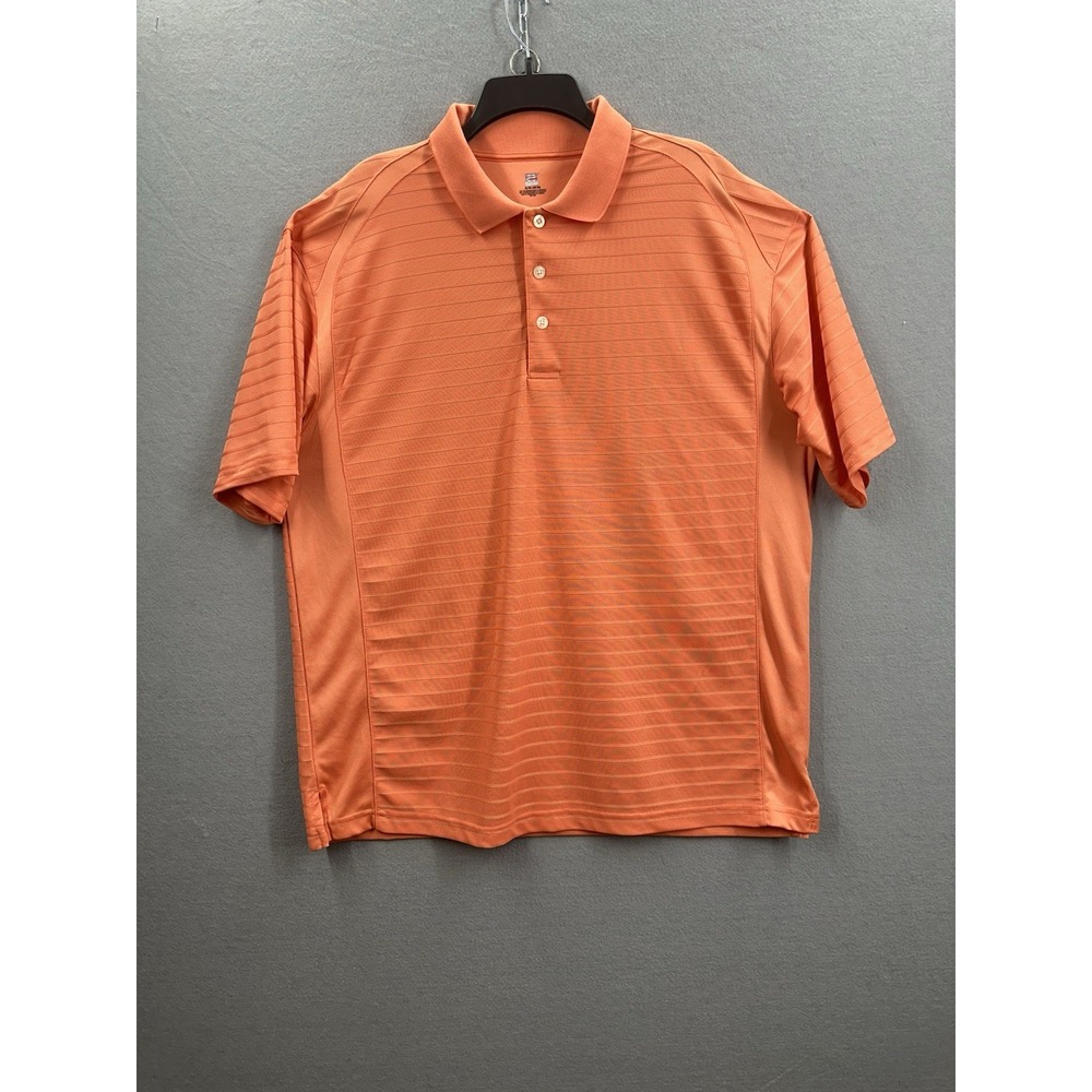2UNDR Polo Shirt Men Size XL Short Sleeve Golf Tour Performance Orange Striped